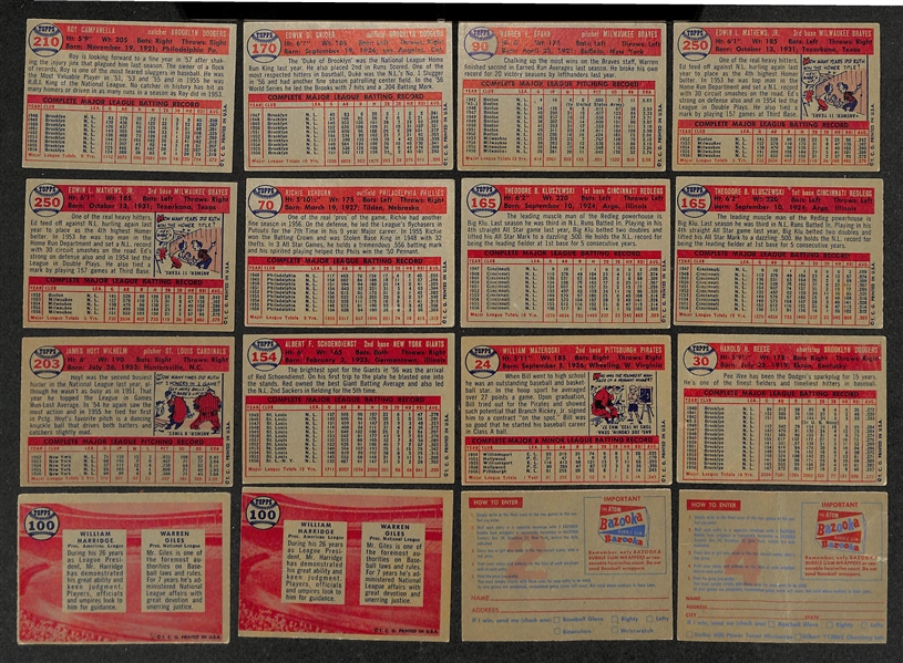 Lot of Approx (400) 1957 Topps NL Baseball Cards w. Campanella & Snider