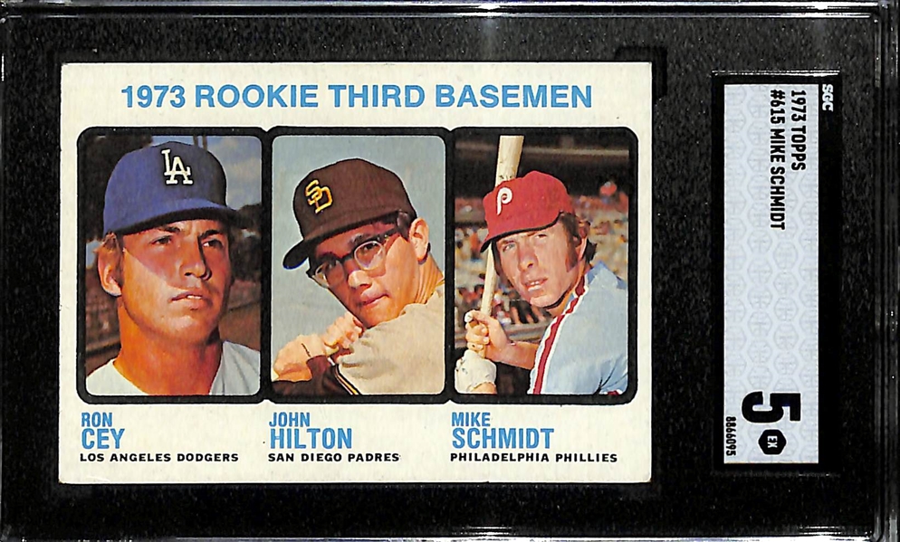 1973 Topps #615 Mike Schmidt Rookie of the Year Baseball Card - SGC 5 