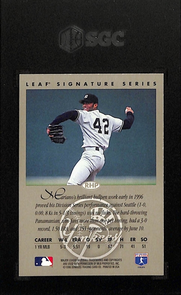 1996 Leaf Signature Series Mariano Rivera Bronze Autograph SGC 9