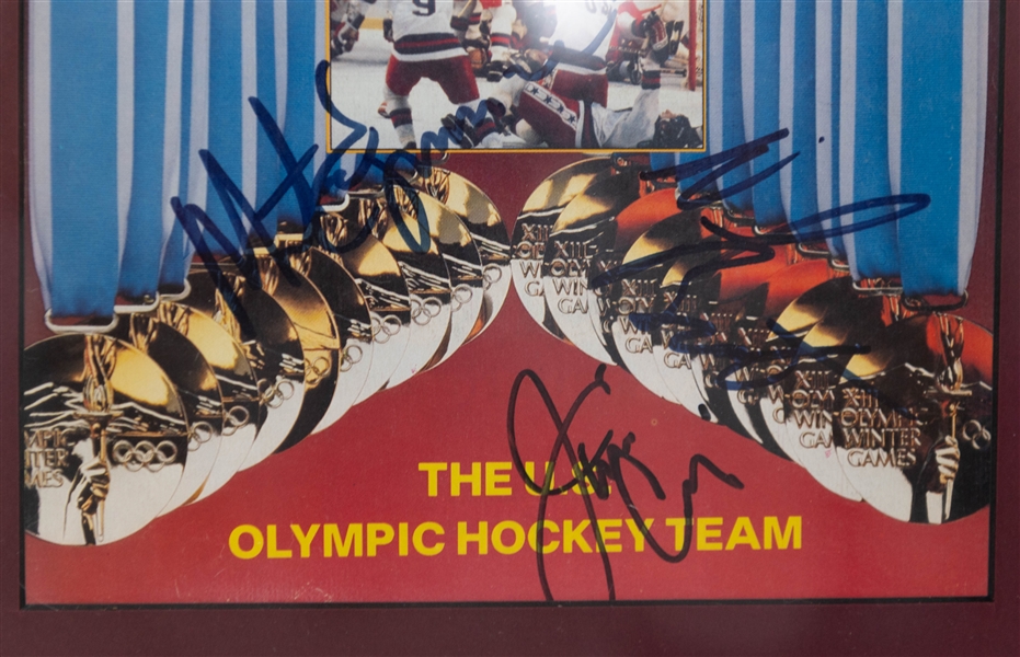  Framed Sports Illustrated Sportmen of the Year - The USA Olympic Hockey Team - Signed by Mike Eruzione, Jim Craig, & Neal Broten (+JSA Auction Letter)