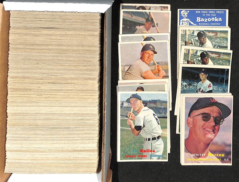 Lot of Approx (360) 1957 Topps AL Baseball Cards w. Kaline & (2) Colavito RC