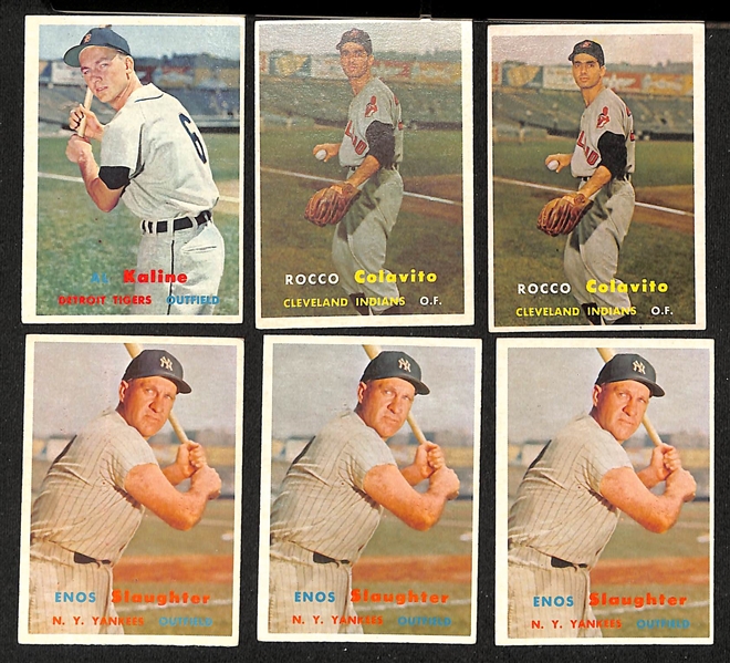 Lot of Approx (360) 1957 Topps AL Baseball Cards w. Kaline & (2) Colavito RC