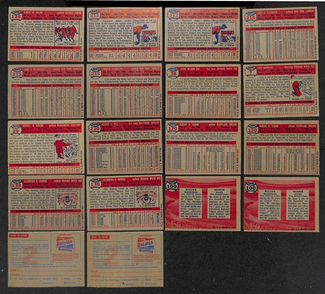 Lot of Approx (360) 1957 Topps AL Baseball Cards w. Kaline & (2) Colavito RC