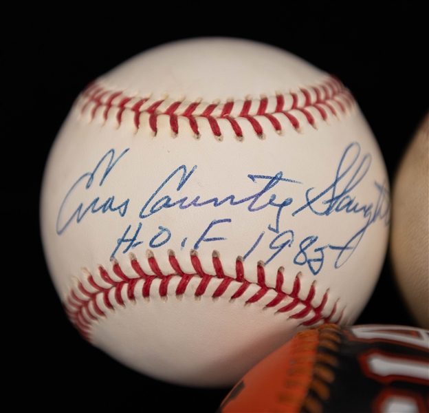 Lot of (5) Signed Baseballs with Steve Carlton, Lenny Dykstra, Enos Slaughter, Olrando Cepeda, & Pete Rose (JSA Auction Letter)