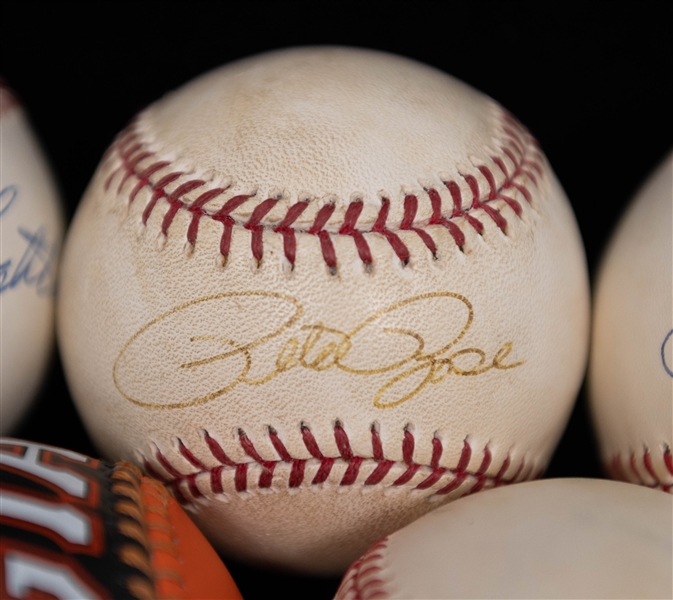 Lot of (5) Signed Baseballs with Steve Carlton, Lenny Dykstra, Enos Slaughter, Olrando Cepeda, & Pete Rose (JSA Auction Letter)