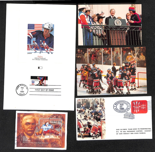 Lot of 1980 US Olympic Hockey Team Memorabilia w. Jim Craig & Mike Eruzione 