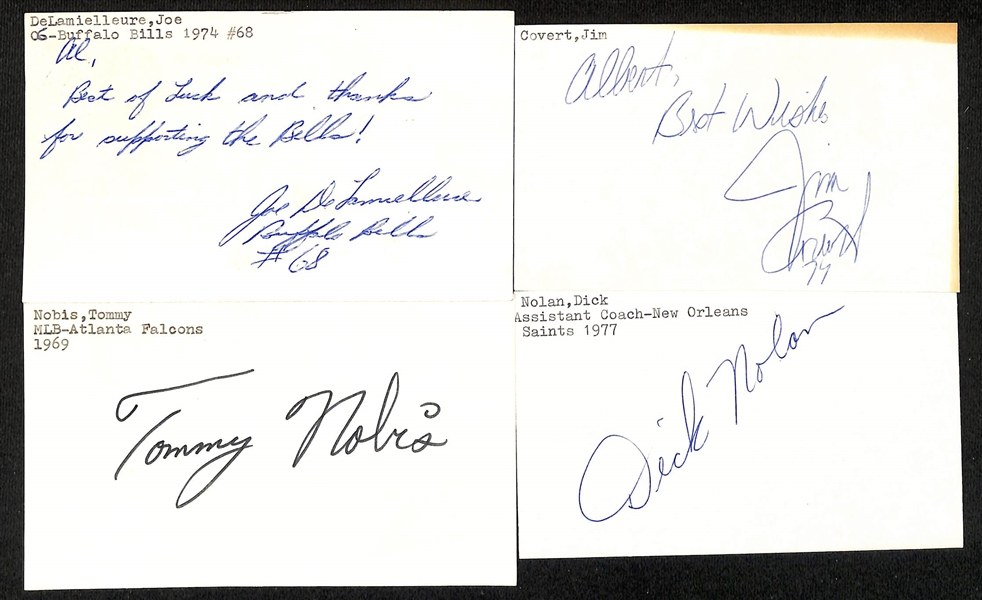 Lot of (120+) Football Signed Index Cards w. Bart Starr, Ollie Matson, Joe DeLamielleure, + (JSA Auction Letter)