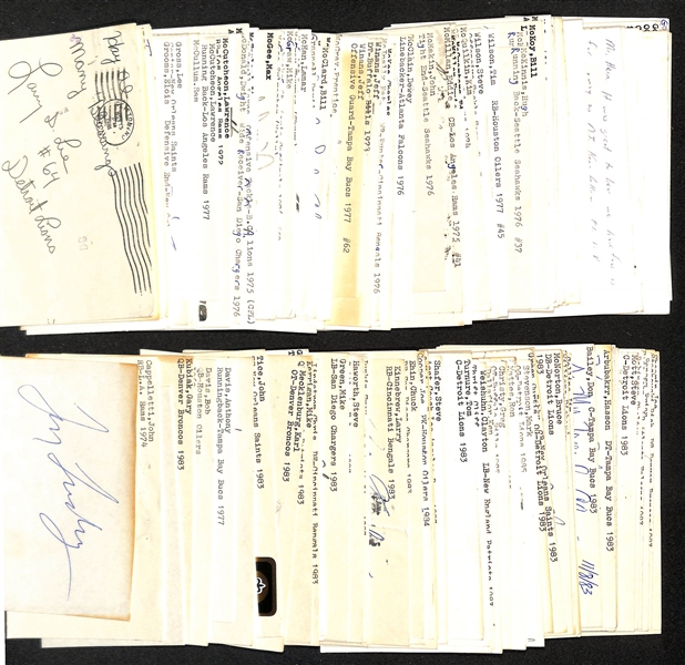 Lot of (120+) Football Signed Index Cards w. Tom Landry, John Cappelletti, Craig Morton,+ (JSA Auction Letter) 