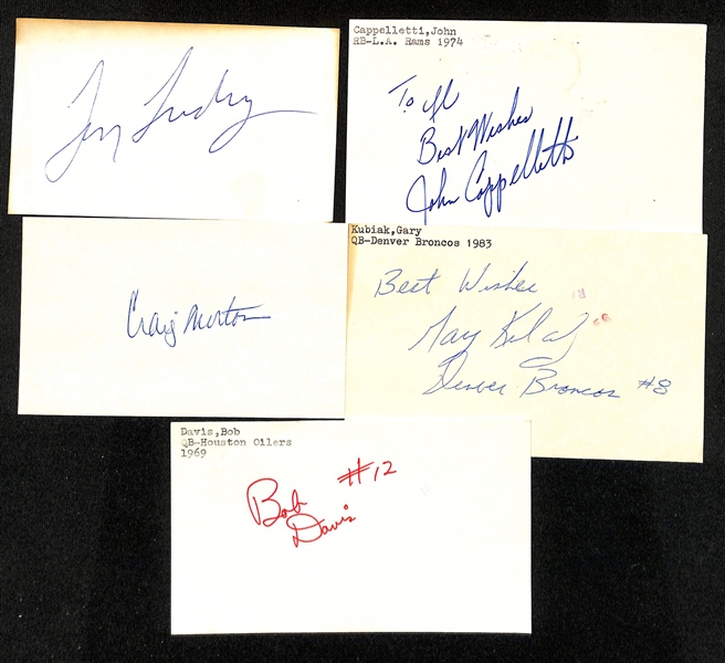 Lot of (120+) Football Signed Index Cards w. Tom Landry, John Cappelletti, Craig Morton,+ (JSA Auction Letter) 