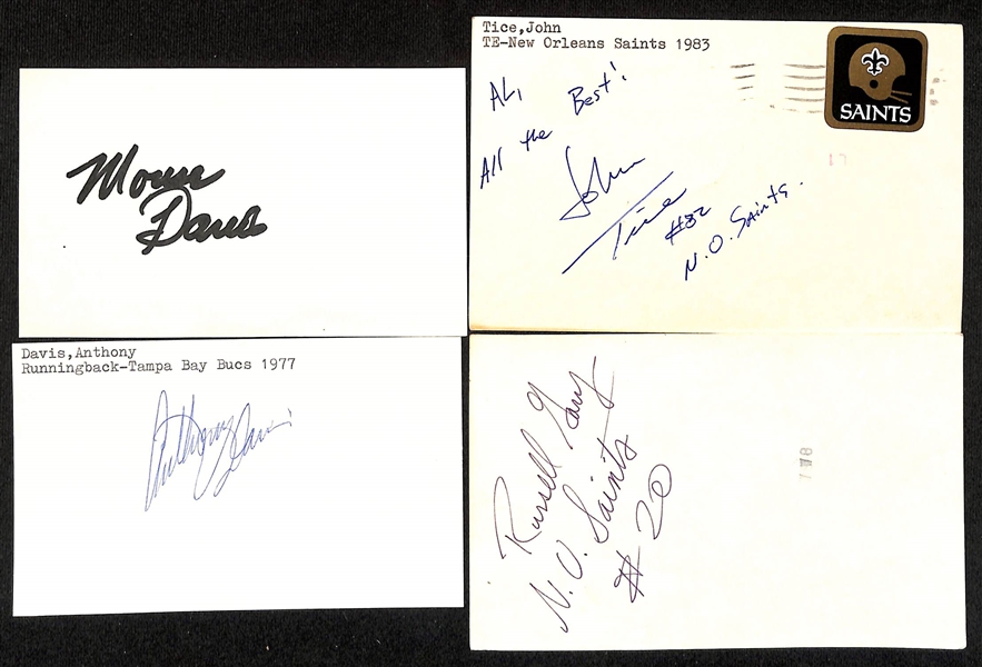 Lot of (120+) Football Signed Index Cards w. Tom Landry, John Cappelletti, Craig Morton,+ (JSA Auction Letter) 