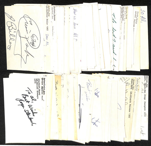 Lot of (145+) Football Signed Index Cards w. Bob Waterfield, Roger Staubach, Randy Gradishar, + (JSA Auction Letter)