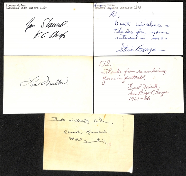 Lot of (145+) Football Signed Index Cards w. Bob Waterfield, Roger Staubach, Randy Gradishar, + (JSA Auction Letter)