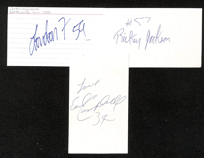 Lot of (140+) Football Signed Index Cards w. Earl Campbell, London Fletcher, Rickey Jackson + (JSA Auction Letter)