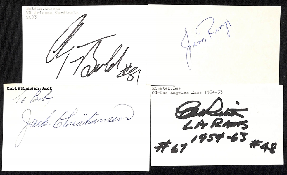 Lot of (90+) Football Signed Index Cards w. Steve Young, Otto Graham, Jack Christiansen, Les Richter, + (JSA Auction Letter)