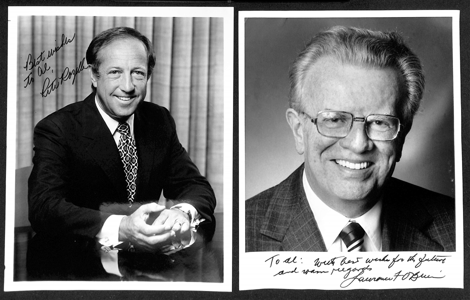 Lot of (10) Signed Photos and Letters of Sports GMs/Executives and Commissioners w. Pete Rozelle, Larry O'Brien, Sherry Robertson + (JSA Auction Letter)