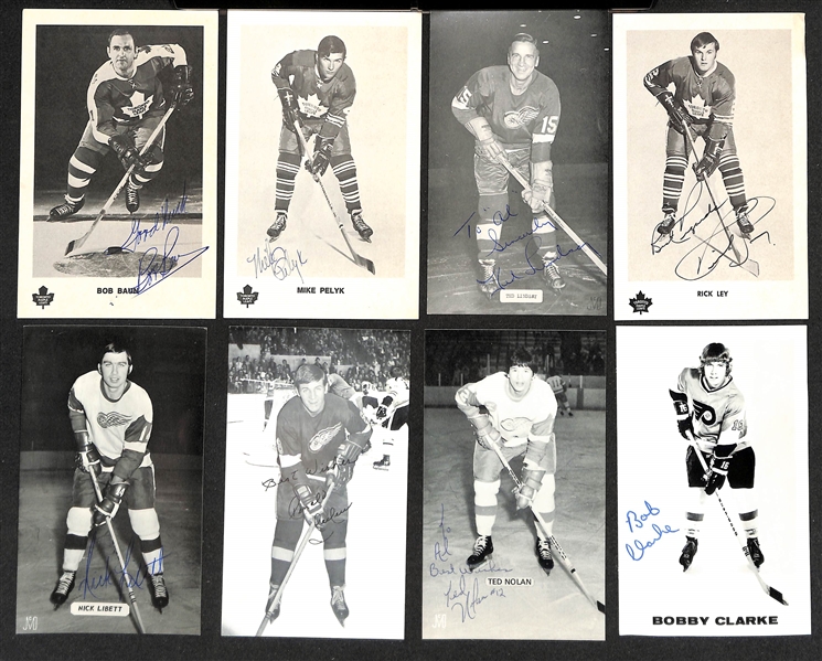 Lot of Over (175) Signed Team Photo Cards w. King Clancy, Craig Ramsay, Boom Boom Geoffrian, + (JSA Auction Letter)