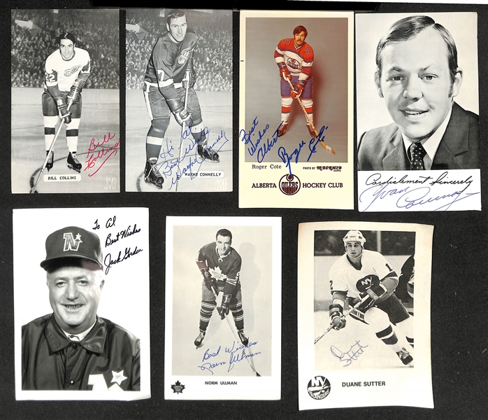 Lot of Over (175) Signed Team Photo Cards w. King Clancy, Craig Ramsay, Boom Boom Geoffrian, + (JSA Auction Letter)