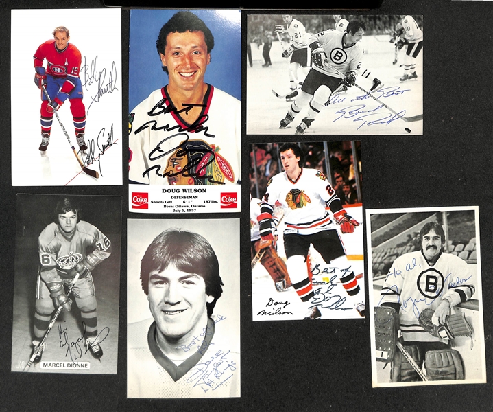 Lot of Over (175) Signed Team Photo Cards w. King Clancy, Craig Ramsay, Boom Boom Geoffrian, + (JSA Auction Letter)