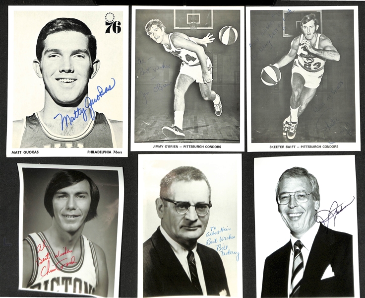 Lot of Over (30) Signed Basketball Photos w. Bob Douglas, Chuck Daly, Al Attles, Ed Macauley + (JSA Auction Letter)