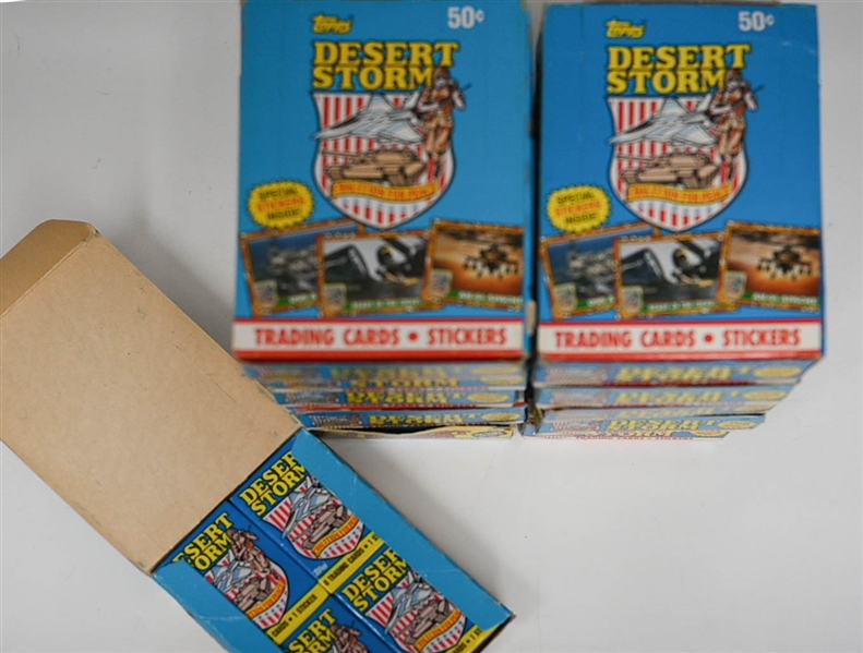 Lot of (10) Sealed 1991 Topps Desert Storm Blue Boxes, (1) Sealed 1991 Desert Storm Victory Series Box, & (4) Lionel Racing NASCARS inc. Alex Bowman, William Byron, & Christopher Bell