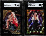 Lot of (2) SGC Graded 2022 Panini Select WWE Maryse Gold Wave Prizm Cards