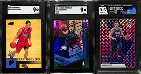 Lot of (3) Graded Basketball Cards w. Stephen Curry and Luka Doncic Rookie Cards