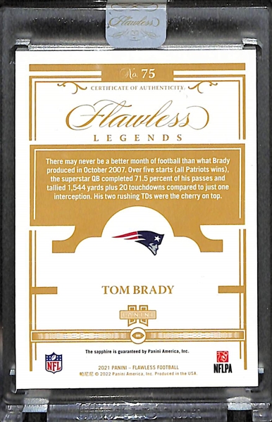 2021 Panini Flawless Sapphire Tom Brady #/15 Encased