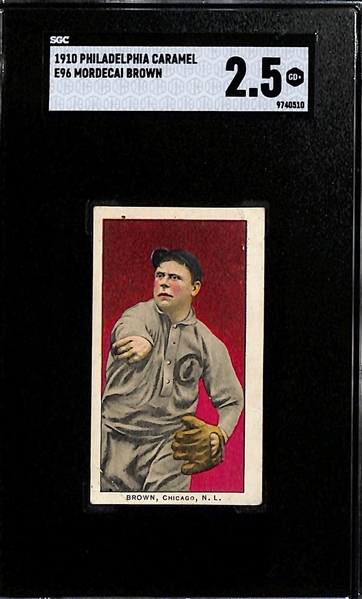 1910 E96 Philadelphia Caramel HOFer Lot - Mordecai Brown (SGC 2.5) & Hugh Jennings (SGC 1)