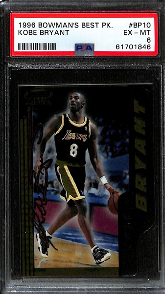 Lot of (2) 1996 PSA Graded Bowman's Best Koby Bryant Rookie Cards inc. #R23 PSA 9 & #BP-10 PSA 6