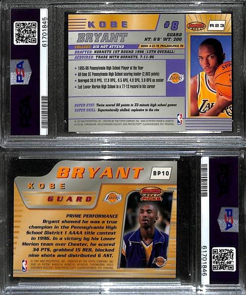 Lot of (2) 1996 PSA Graded Bowman's Best Koby Bryant Rookie Cards inc. #R23 PSA 9 & #BP-10 PSA 6