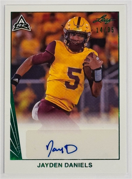 RARE 2021 Leaf Jayden Daniels Pre-Rookie Autograph Card (#14/35) - Sensational Washington Commanders Rookie QB (From ASU Season, Prior to LSU & Washington Commanders!)