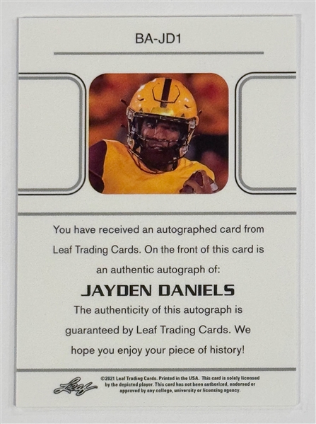 RARE 2021 Leaf Jayden Daniels Pre-Rookie Autograph Card (#14/35) - Sensational Washington Commanders Rookie QB (From ASU Season, Prior to LSU & Washington Commanders!)