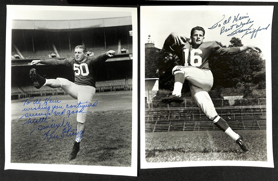 Lot of (45+) Signed Team Issued Photos w. Emlen Tunnell, Ken Strong, Frank Gifford, + (JSA Auction Letter)