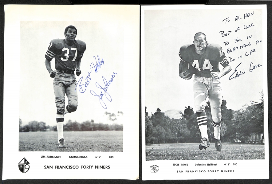 Lot of (10+) Signed San Francisco 49ers Photos w. Jim Johnson, Eddie Dove, Randy Beisler, + (JSA Auction Letter)