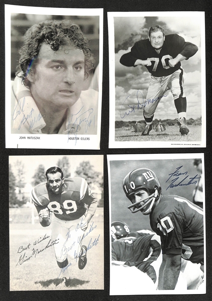 Lot of (65+) Signed Team Issued Football Photos w. John Matuszak, Art Donovan, Fran Tarkenton, + (JSA Auction Letter)