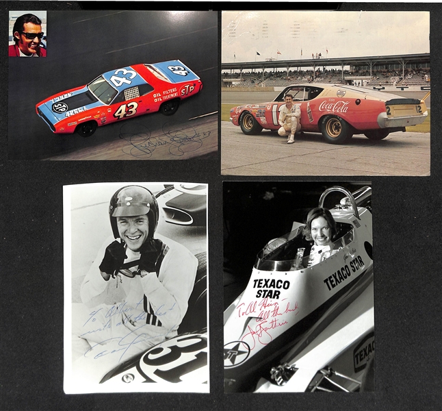 Lot of (35+) Signed Racing Photos with Mark Donahue, Dale Earnhardt Sr, Tim Richmond, + (JSA Auction Letter)