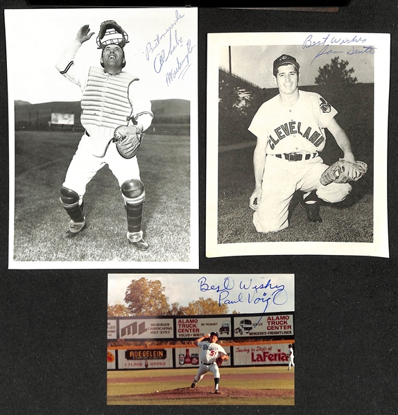 Lot of (32+) Signed Baseball Photos w. Leo Durocher, Bowie Kuhn, Sheldon Chief Bender, Don Larson + (JSA Auction Letter)