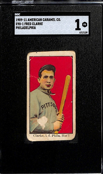 1909-11 E90-1 American Caramel HOFer Lot - Fred Clarke (Philadelphia, HOF) & Hughie Jennings (HOF) - Both Graded SGC 1