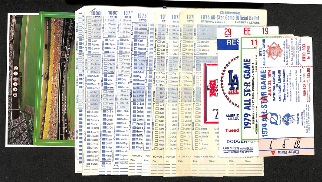 Lot of (5) MLB All-Star Game Ticket Stubs & (10) MLB All-Star Game Official Ballots