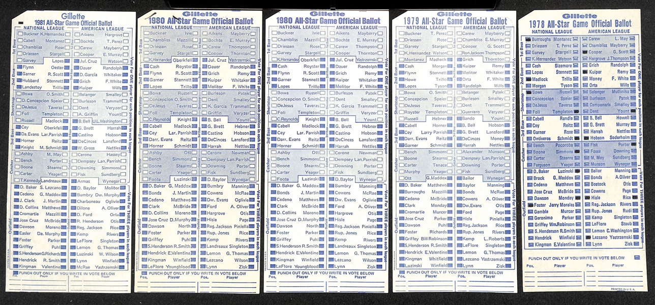 Lot of (5) MLB All-Star Game Ticket Stubs & (10) MLB All-Star Game Official Ballots