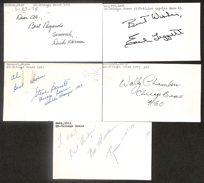 Lot of (75+) Signed Chicago Bears Index Cards inc. Walter Payton, George Wilson, George Connor, Jim Daniell, + (Beckett BAS Reviewed)