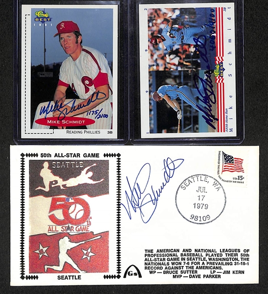 Lot of (5) Signed Phillies Items w. (3) Mike Schmidt & Richie Ashburn + Phillies Related Memorabilia (JSA Auction Letter)