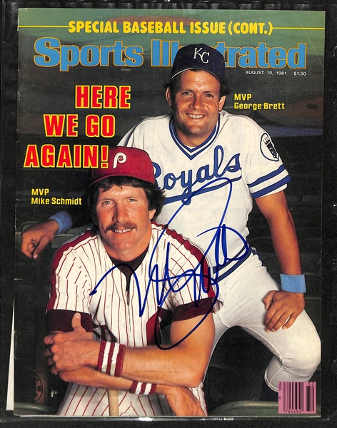 Lot of (4) Signed Mike Schmidt Magazines and Programs w. Sports Illustrated + (JSA Auction Letter)