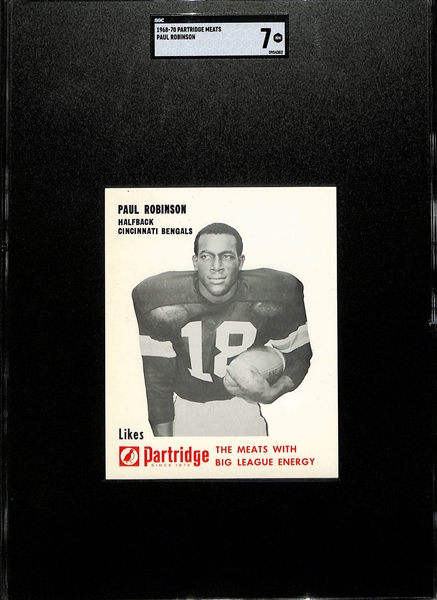 High-Grade and RARELY SEEN 1968-70 Partridge Meats Paul Robinson (Cincinnati Bengals) Graded SGC 7