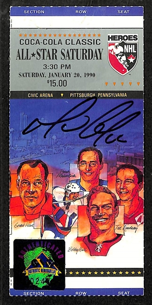 Mario Lemeuix Signed 1990 NHL Heroes Coca Cola Classic All Star Saturday Ticket (JSA Auction Letter)