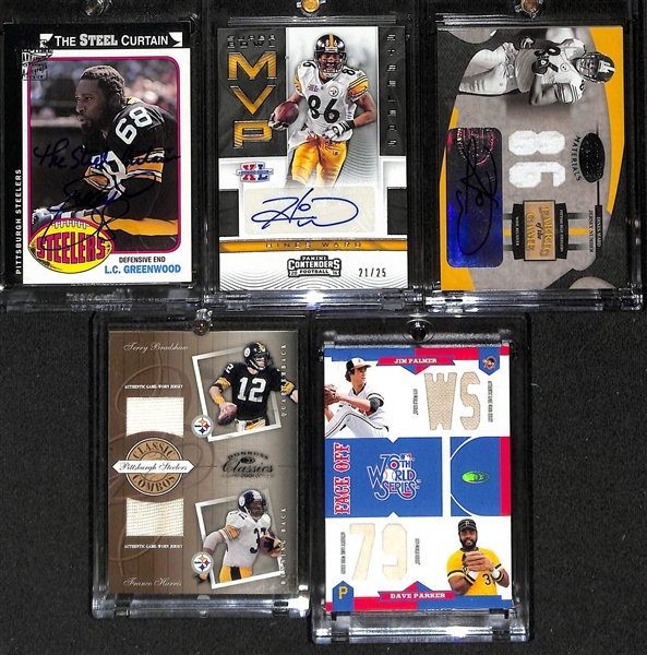 (5) Pittsburgh Sports Legends Autograph & Relic Card Collection inc. Football & Baseball