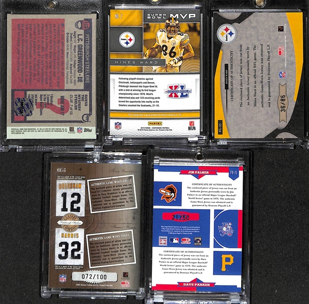 (5) Pittsburgh Sports Legends Autograph & Relic Card Collection inc. Football & Baseball