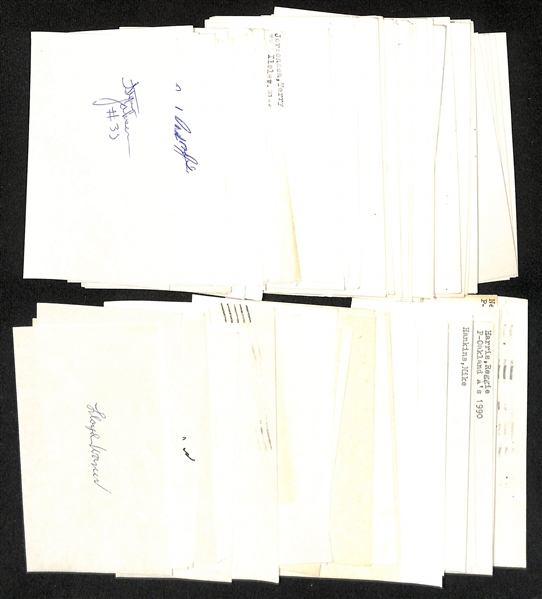 Lot of (100+) Signed Mostly Baseball Index Cards inc. Lloyd Waner, Peter O'Malley, Juan Marichal, + (JSA Auction Letter)