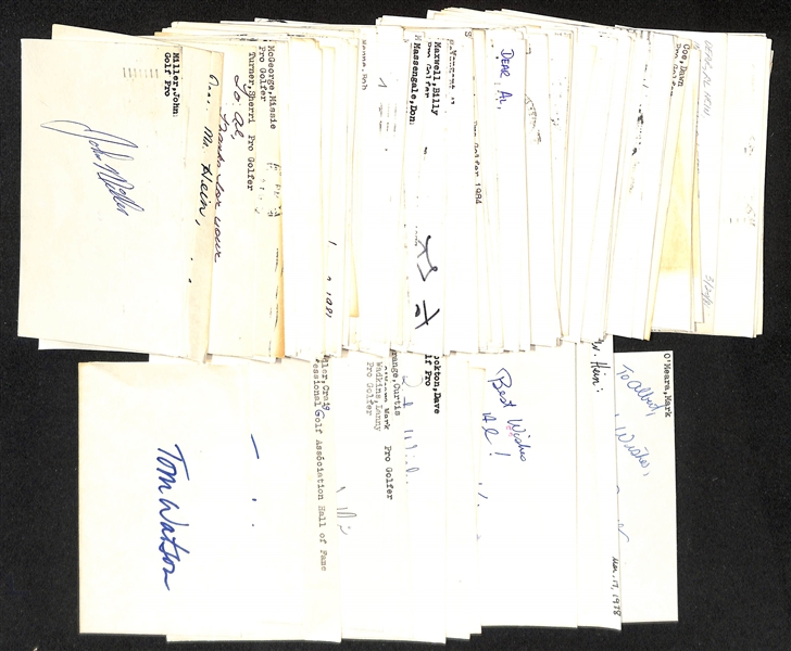 Lot of (130+) Signed Mostly Golf Index Cards inc. (3) Tom Watson, Craig Stadler + (JSA Auction Letter)