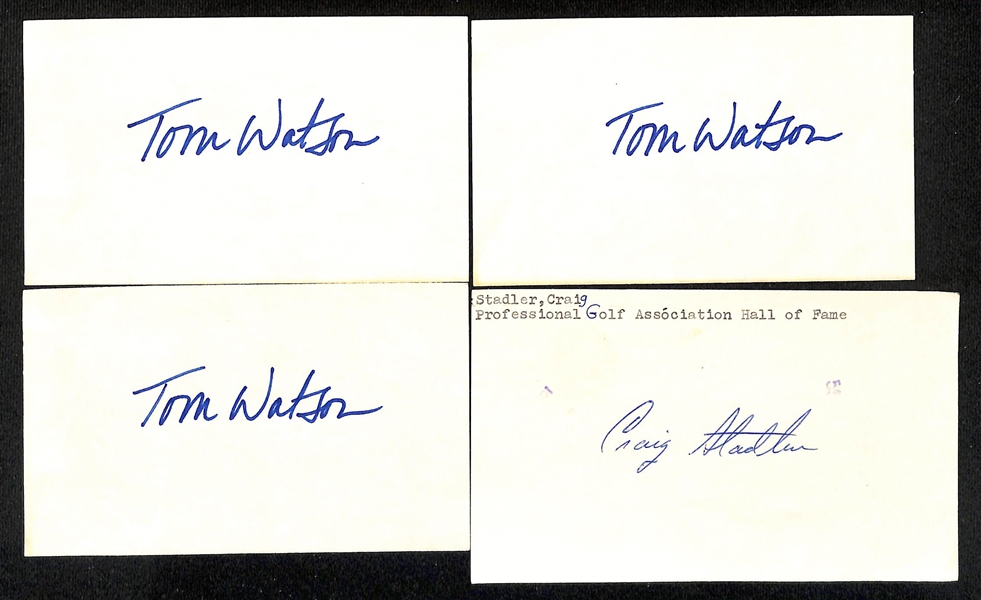 Lot of (130+) Signed Mostly Golf Index Cards inc. (3) Tom Watson, Craig Stadler + (JSA Auction Letter)